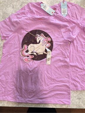 Cat & Jack Bundle of 2 Lavender Unicorn Graphic Tee